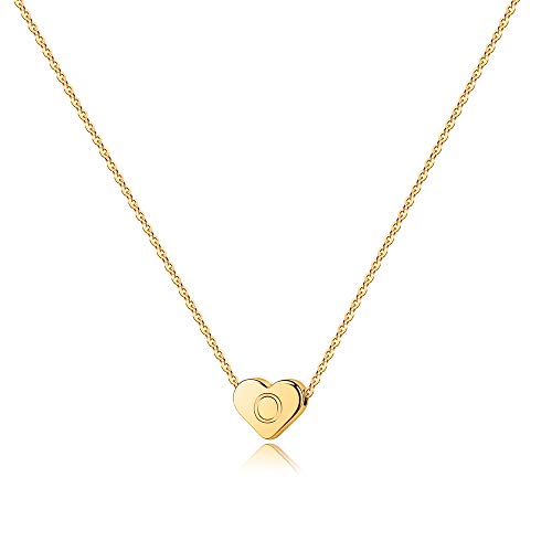 Turandoss Mothers Day Gifts for Mom Wife - Dainty 14K Gold Plated Heart Initial A-Z Pendant Letter Heart Necklace Birthday Mothers Day Gifts for Women Girls - style: O
