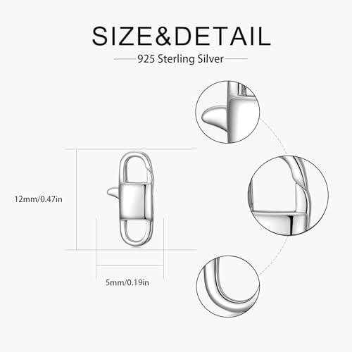925 Sterling Silver Double Opening Lobster Clasp, Necklace Bracelet Anklet Jewelry Extender Clasp for DIY Jewelry Making (Style 2-2pcs) - style: style 2-2pcs