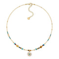 Handmade Natural Gemstone Beaded Necklace for Women, Cultured Freshwater Pearl Choker with Adjustable Extension Chain, Boho Healing Crystal Jewelry Collection - color: b Colorful