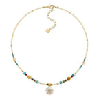 Handmade Natural Gemstone Beaded Necklace for Women, Cultured Freshwater Pearl Choker with Adjustable Extension Chain, Boho Healing Crystal Jewelry Collection - color: b Colorful