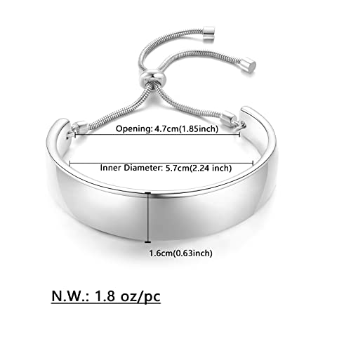 WOWORAMA Adjustable Slider Bracelets for Women Bar Friendship Bangle Bracelet for Women Gold/White Gold/Rose Gold Bolo Bracelet - color: Chunky Bar-White Gold
