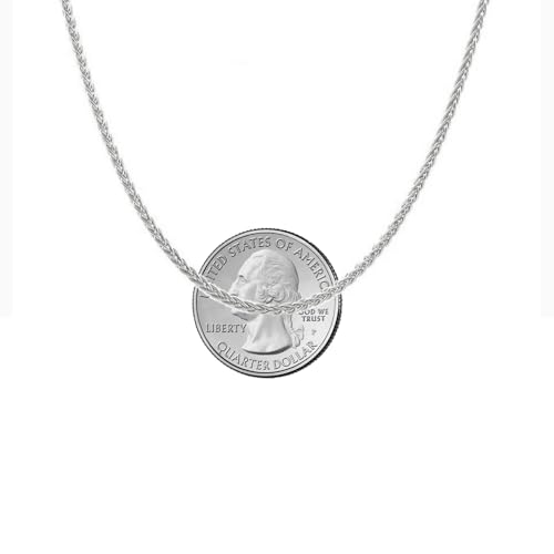 Savlano 925 Sterling Silver 1.8MM Square Wheat Fox Tail Spiga Chain Necklace - 18K Gold Plated Adjustable Bolo 14-24 Inches Chain for Women. Comes with a Gift Box - Made in Italy - style: Silver