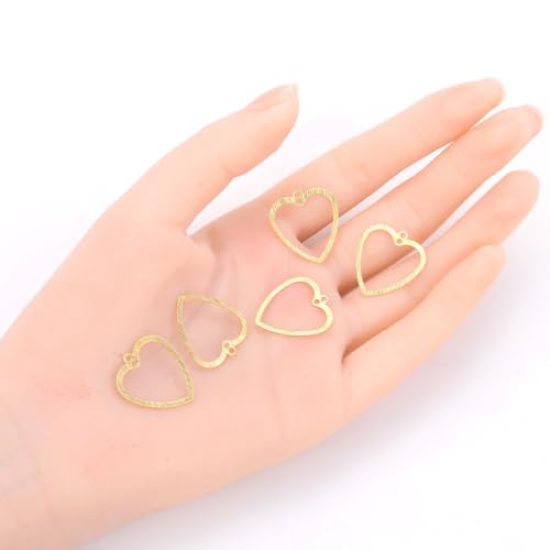 20pcs Adabele Brushed Raw Brass 21mm Filigree Heart Pendant Connector 2-Hole Component Earring Findings No Plated/Coated for Jewelry Craft Making CF-C4 - size: Filigree Heart (2-Hole)