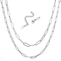 RWQIAN 18k Gold Paperclip Chain Link Necklace Dainty Paperclip Link Chain Layered Necklace Oval Link Chains Necklaces Set for Women Girls - color: 18K Silver-Paperclip Chain