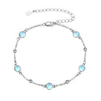 HPQQ Anklet Bracelet for Women 925 Sterling Silver Natural Stone Chain Bead Ankle Bracelet Beach Summer Fine Jewelry Mothers Day Birthday Gifts for Women Mom Wife - color: Bracelet-7"-9"-Moonstone