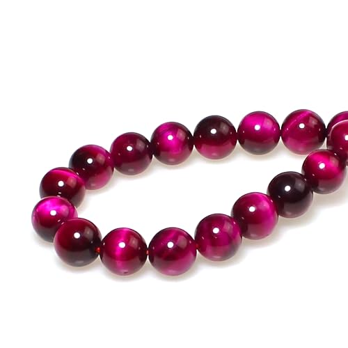 MJDCB Stone Beads 12mm 30pcs Round Rose Red Tiger's Eye Loose Gemstone Bead Charms for Jewelry Making Bracelet Necklace Earring Pendant - color: Rose Red Tiger's Eye, size: 12mm