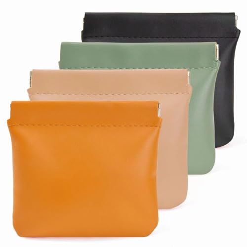 4PCS Small Makeup Bag for Purse，Waterproof Leather Portable Mini Makeup Bag,Snap Closure Organizer Pouch for Coin Cards Jewelry Lipstick Cosmetic Accessories，Small Travel Kit Storage Pouch - color: Multicolor 02