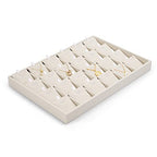 24 Grids Linen Necklace Tray Jewelry Display Tray Necklace Holder Organizer for Drawers With Removable Jewelery Cards Pendant Bracelet Storage (White) - size: 24 Grid With Insert