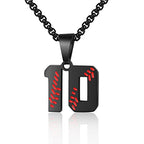 AIAINAGI Baseball Number Necklace - Stainless Steel Chain Pendant for Men Athletes 00-99 Jersey Number Gift - color: Black, style: 10