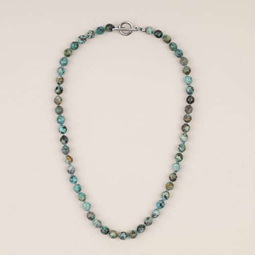 GAVU Hand-knotted Men's Beaded Necklace, Crystal Necklace for Men - color: African Turquoise, size: 20"