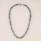 GAVU Hand-knotted Men's Beaded Necklace, Crystal Necklace for Men - color: African Turquoise, size: 20"