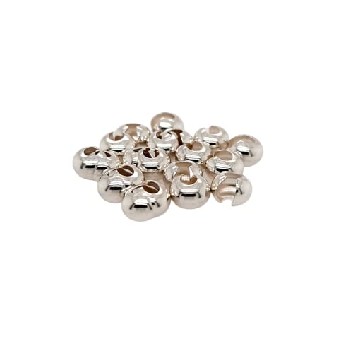 20pcs 925 Sterling Silver Open Crimp Bead Covers, 5MM, By CRAFT WIRE - color: 925 Sterling Silver, size: 5MM
