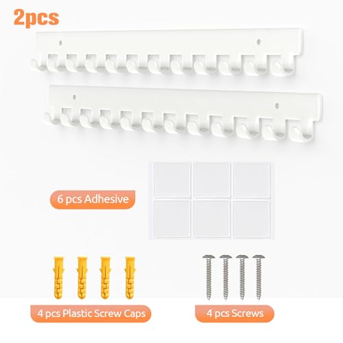 2 Pack Necklace Holder - Hanging Jewelry Organizer, Self-Adhesive, Wall Mount (White) - color: White