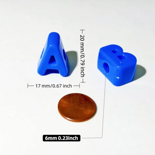26PCS Large 6mm Hole Letter Beads, 20mm Acrylic Beads A to Z,for DIY Jewelry Making Kit Friendship Bracelet Key Chain and Bag Charms (26 A to Z Blue) - color: 26 A to Z Blue