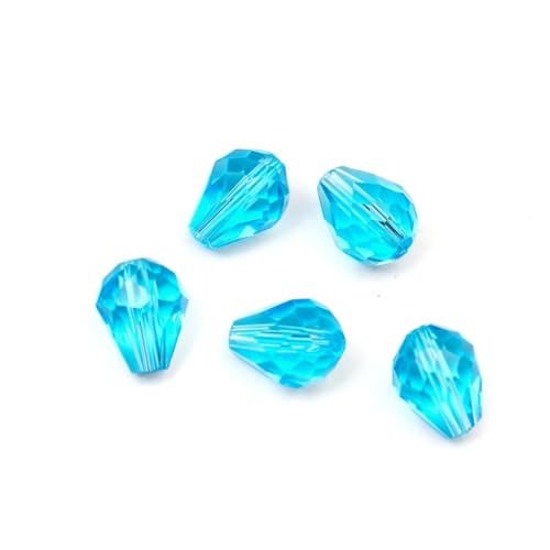 24pcs Adabele Austrian 8mm Faceted Teardrop Loose Crystal Beads Aquamarine Blue Compatible with 5500 Swarovski Crystals Preciosa SST-810 - color: Aquamarine Blue, size: 8mm x 6mm - 24pcs