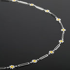 YOUBEIYEE 16.4 Feet Silver Plated Brass Chain for Jewelry Making Silver Paperclip Chain Enamel Daisy Flower Chains Bulk with Jump Rings Lobster Clasps - color: Daisy