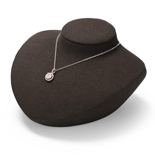 Microfiber Jewelry Bust Display Necklace Pendant Stand for Showcase (Brown) - color: Brown