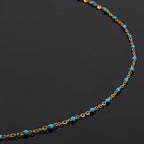 UMAOKANG 10 Meters Light Blue Enamel Bead Chains for Jewelry Making Gold Plated Stainless Steel Chain Bulk on Spool - color: Light Blue Bead-Gold
