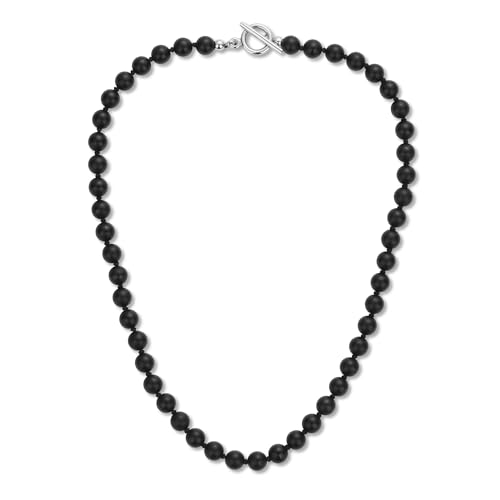 GAVU Hand-knotted Men's Beaded Necklace, Crystal Necklace for Men - color: Matte Onyx, size: 24"