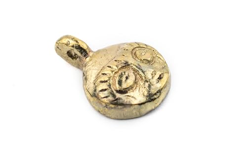The Bead Chest African Brass Mask Charm Pendant (19x14mm): Genuine West African Mask Design for DIY Jewelry & Necklaces - color: Brass, size: Round Charm (19x14mm)