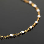 UMAOKANG 33 Feet Chains Bulk on Spool Gold Plated Stainless Steel White Bead Chain for Jewelry Making - color: Gold-White Enamel