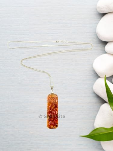 Crystal Necklace Pendant for Women Men - Orgone Necklace Pendant of Healing Crystal for Protection-Spiritual Jewelry - color: Carnelian