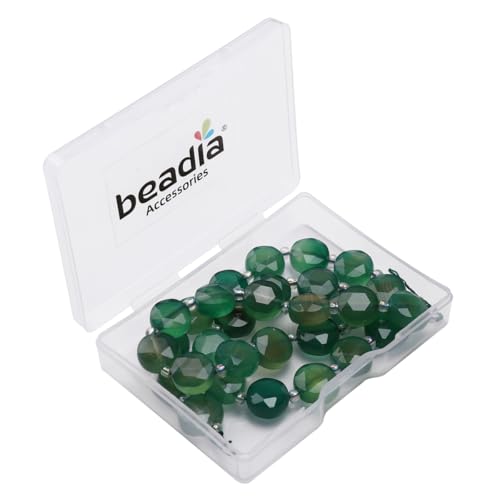 BEADIA Natural Faceted Green Agate Rondelle Disk Stone Beads 10x5mm 37cm for DIY Chain Jewelry Making - color: Green Agate