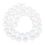 uxcell Matte Crystal Glass Beads 10mm Synthetic Frosted Shining Semi-Precious Round Loose Beads Synthetic Moonstone for Jewelry Making DIY Bracelet, White - color: White, size: 10mm