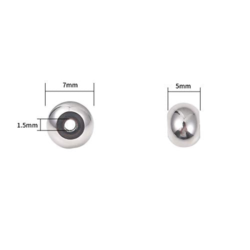 BEADIA Stainless Steel Spacer Beads 7x5mm Rondelle Loose Charm Caps Beads for DIY Jewelry Making 100pcs with 1.5mm Hole - color: 7x5mm 1.5mm