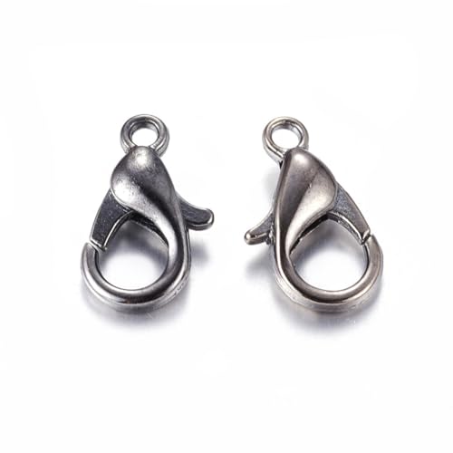 HDSupplies 100 Pieces - Lobster Clasps - Gunmetal Black - 12x6mm w/ 1.2mm Hole - color: Gunmetal Black, size: 12x6mm