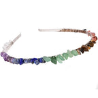 JIC Gem 7 Chakra Crystals Crown Raw Quartz Headband Handmade Tiara Natural Chip Stone Headpiece Women Girls for Wedding Parties - color: 7 Chakra