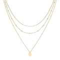Aisansty Dainty Layered Choker Necklaces Handmade Coin Tube Star Pearl Pendant Multilayer Adjustable Layering Chain Gold Plated Necklaces Set for Women - color: Gold, style: Gold- Layered Disc