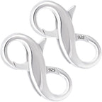 Pndeyo 925 Sterling Silver Lobster Claw Clasps, Double Opening Necklace Bracelet Extender, Jewelry Clasps and Closures for Necklace Bracelet Anklet Pendant Keychain DIY Craft Making - color: Silver-2pcs-0.59"×0.31"