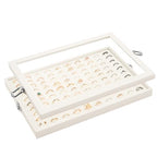 Lolalet Jewelry Organizer Tray with Lid, 100 Grids Velvet Ring Organizer Holder Storage Box for Drawer -Beige - style: Ring
