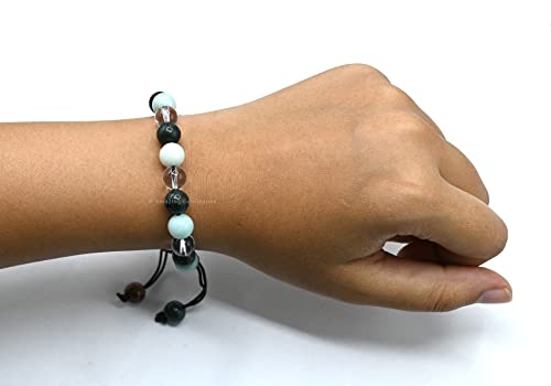 Amazing Gemstone Manifestation Bracelet for Pain Relief - Bloodstone Amazonite Clear Quartz Bracelet Set for Healing Calming Anxiety Stress Relief Gifts Pulseras Para Hombres Mujer (Adjustable) - color: Pain Relief