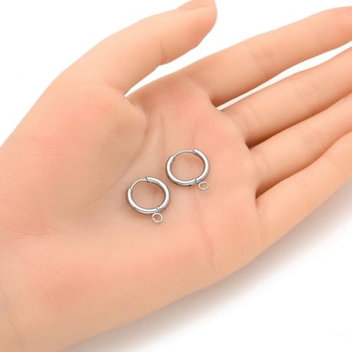 20pcs Adabele 316 Grade Surgical Stainless Steel Hypoallergenic 14mm Round Hoop Huggie Earring Hooks Open Ring (Strong 2mm Wire Gauge) Earrings Jewelry Making SEF21-1 - size: 14mm huggie (2mm wire gauge)