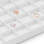 White Jewelry Display Organizer Tray Stackable Premium PU Leather 24 Grid Trinket Earring Ring Organizer Tray - size: 24 Grid