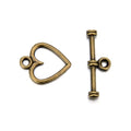 Adabele 20 Sets Heart Shape Toggle Clasp 11.6mm (0.46 Inch) T-Bar Closure Tarnish Resistant Antique Bronze for Necklace Bracelet Craft Jewelry Making MC-AF60 - size: 11.6mm Heart Shape Toggle