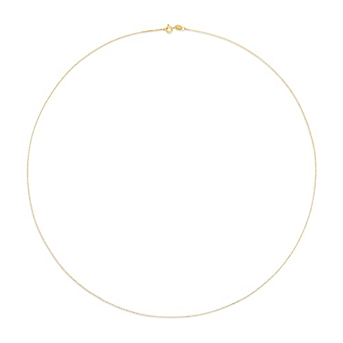 Amazon Essentials Sterling Yellow Gold or Silver Thin 0.8mm Box Chain Necklace - color: Yellow Gold, size: 24"
