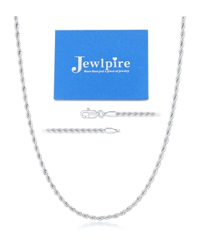Jewlpire Silver Rope Chain/14k Gold Plated Chain Necklace for Men, 2.5mm 3mm 4mm Chains for Men Women, Stainless Steel Necklace Chains, Mens Necklaces 16 18 20 22 24 26 Inch - color: 3mm-Silver, size: 16 Inch