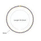 Gemsme 18K White Gold Plated Halo Necklace 5.0mm Round Cubic Zirconia Classic Tennis Necklace - color: Yellow Gold - Blue, size: 16 inch