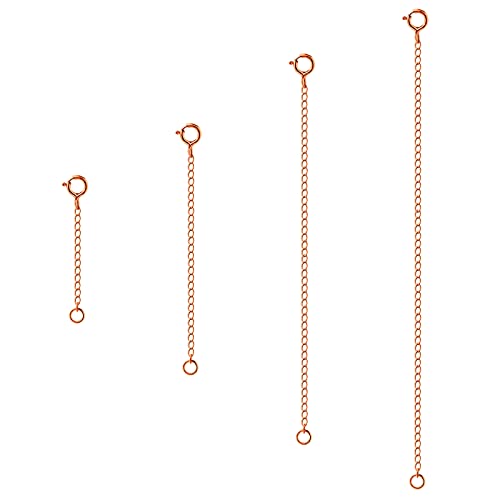 Necklace Extender, 4Pcs Rose Gold 925 Sterling Silver Necklace Extenders Chain Bracelet Anklet Extension for Women Multiple Necklaces Jewelry (1”, 2”, 3”, 4”) - color: Rose Gold