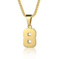 Number Necklaces Personalized Necklaces 18K Gold Plated Initial Number Pendant Stainless Steel Chain Sports Necklaces for Men Women - color: Gold, style: 8