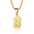 Number Necklaces Personalized Necklaces 18K Gold Plated Initial Number Pendant Stainless Steel Chain Sports Necklaces for Men Women - color: Gold, style: 8