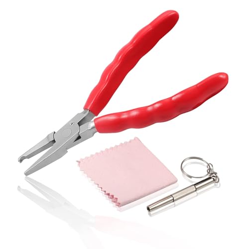 6 Inches Nose Pad Plier Adjusting Eyeglass Arms Frame Eyeglasses Repairing Plier Stainless Steel Optical Hand Tool Frames Clamp Repair Tool with Screwdriver and Glasses Cloth - style: Nose Pad Plier