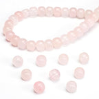 BEADIA Natural Rose Quartz Flat Cut Round Drum Stone 8mmx7mm Loose Semi Gemstone Beads for Jewelry Making 38cm - color: Rose Quartz
