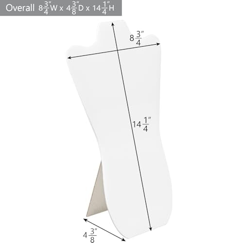 MOOCA White Faux Leather MDF Wood Jewelry and Necklace Easel Display Stand, Set of 6 - color: White Faux Leather, 6 pcs