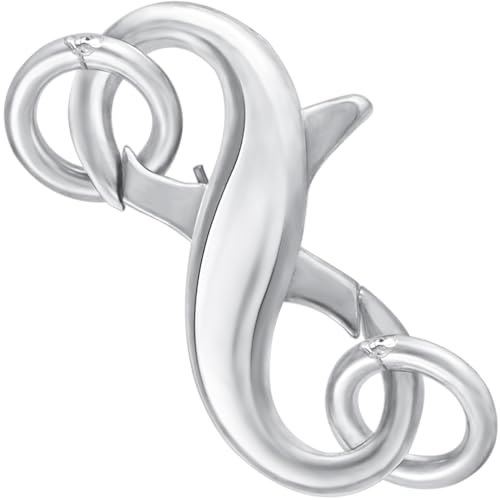 Pndeyo 925 Sterling Silver Lobster Claw Clasps, Double Opening Necklace Enhancer Shortener, Hypoallergenic Spring Rings Clasp Connector Carabiner for Bracelet Anklet Jewelry Making - color: Silver-1pc-0.59"×0.31"-with rings