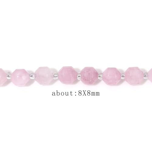 8mm Faceted Natural Spodumene Stone Loose Round Semi Gemstone Beads for Bracelet Necklace Jewelry DIY Making - color: Spodumene-1
