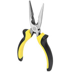 MUKCHAP 6 Pack 6 Inch Needle Nose Pliers, Spring Loaded Long Nose Pliers with Wire Cutter, Plastic Handle Needle Nose Pliers with Strippers for Cutter and Bending Wire, Black Yellow